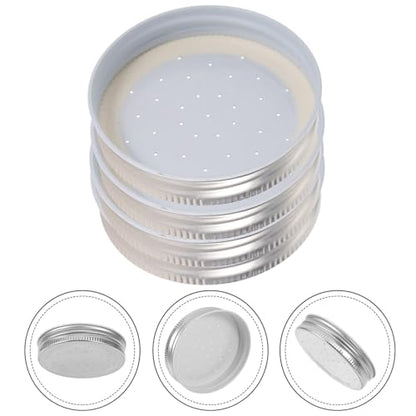 Happyyami 4pcs Entrance Feeder Beehive Feeder Lids Honey Bee Feeder Mason Jar Lids Plastic Bee Hive Entrance Feeder with Perforated Lids Beekeeping Perforated Lid Fits Mason Jars