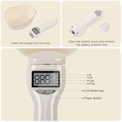 Digital Measuring Spoon, Weighing Food Measuring Scoop Scale, LCD Electronic Food Scale for Kitchen Gadget, Baking Cooking Coffee, Pet Dog Cat Food, High Precision Grams Measuring Cup, Mom Dad Gifts