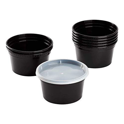 Karat [12oz - 240 ct Black PP Injection Molded Round Deli Containers with Lids (FP-IMDC12-PPB) - color: Black, size: 12oz