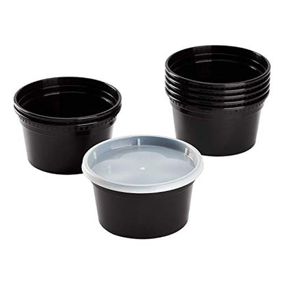 Karat [12oz - 240 ct Black PP Injection Molded Round Deli Containers with Lids (FP-IMDC12-PPB) - color: Black, size: 12oz