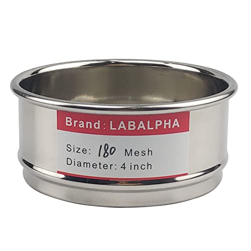 LABALPHA 180 Mesh Lab Sieves, Test Sieve #180 Mesh, 4'' Diameter, 304 Stainless Steel Wire Cloth (0.088mm) - size: 180 mesh (0.088mm)
