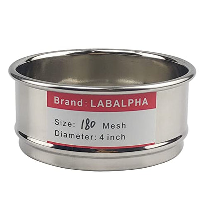 LABALPHA 180 Mesh Lab Sieves, Test Sieve #180 Mesh, 4'' Diameter, 304 Stainless Steel Wire Cloth (0.088mm) - size: 180 mesh (0.088mm)