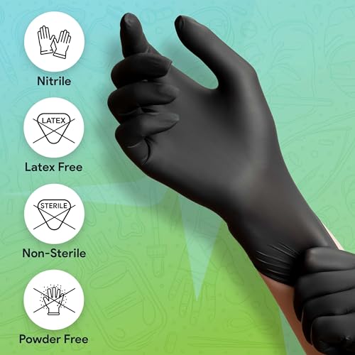 Black Small Nitrile Gloves Case of 1000 - Medical Grade - Latex-Free, Powder-Free - Disposable Nitrile Gloves - Medical Exam, Lab, and Industrial Use - color: Black (Small)
