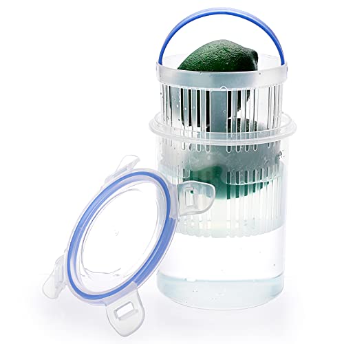 JUXYES Plastic Pickle Jar with Strainer Flip, Transparent Pickle Storage Container with Strainer Insert, Pickle Jar Juice Separator Dry Wet Separation, Pickle And Olive Container with Lock