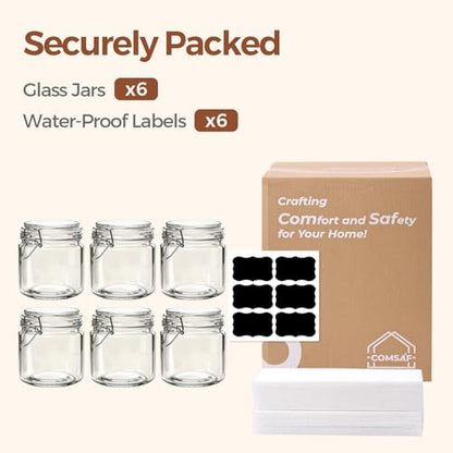 ComSaf 17 oz Overnight Oats Containers with Lids 6 Pack Wide Mouth | Meal prep, Sourdough starter, Fridge pickling, Pantry organization, Pickling fermenting, Clear glass - size: 17oz*6 Wide Mouth