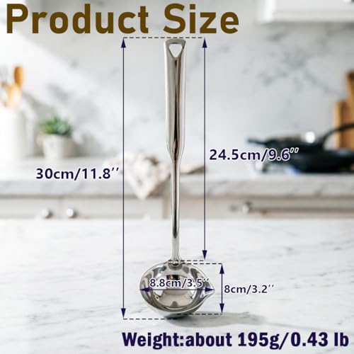 Ladle, 304 Stainless Steel Heavy Duty Soup Ladle with Pour Spout - 11.8 Inch, Dishwasher Safe Cooking & Serving for Soup,Stews,Canning (1 Pack)