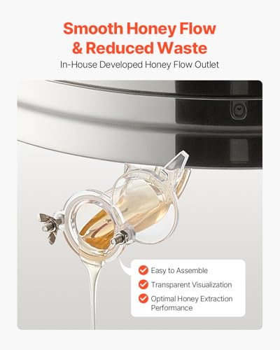 VEVOR Honey Extractor, 6 Frame Manual Honey Extractor with Transparent Lid, Honeycomb Drum Spinner with Height Adjustable Stand, Honeycomb Extraction Centrifuge Equipment for Beekeeping - style: 6 Frame