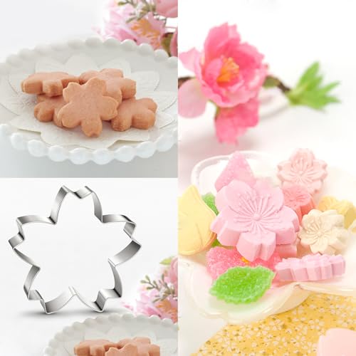 Cherry Blossoms Flower Style Cookie Cutter Christmas Biscuit Cutters New Year’s Day DIY Baking Mold, Pack of 5 - style: F-Cherry blossoms