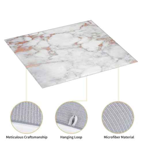 White Marble Rose Gold Dish Drying Mat for Kitchen Counter, Absorbent Microfiber Drainer Mats, Non-slip Kitchen Draining Mat for Coffee Machine Dish Rack Pad 18"x16" Dish Drainer Pad - color: White Marble Rose Gold