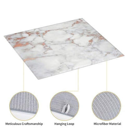 White Marble Rose Gold Dish Drying Mat for Kitchen Counter, Absorbent Microfiber Drainer Mats, Non-slip Kitchen Draining Mat for Coffee Machine Dish Rack Pad 18"x16" Dish Drainer Pad - color: White Marble Rose Gold