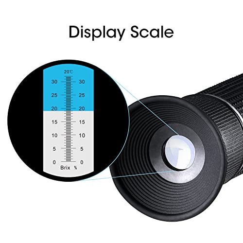 Brix Refractometer with ATC, Handheld Brix Meter Hydrometer 0-32% Portable Sugar Content Reader for Fruits, Saccharimeter Refractometer Set