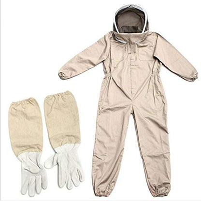 Beekeeper Professional Jumpsuit Suit Beekeeping Brown Space Suit with Self Supporting Veil for Bee Keepers Include Protective Gloves - size: XX-Large