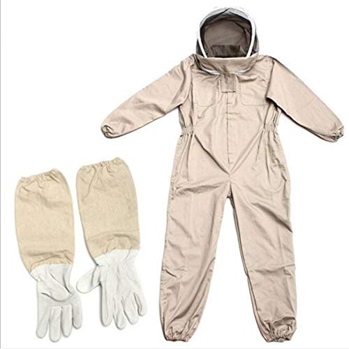 Beekeeper Professional Jumpsuit Suit Beekeeping Brown Space Suit with Self Supporting Veil for Bee Keepers Include Protective Gloves - size: XX-Large
