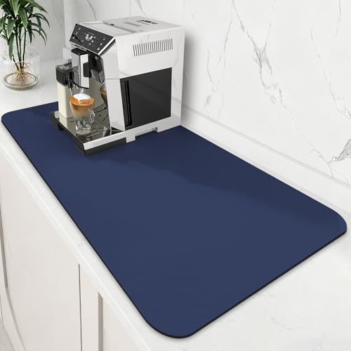 WISELIFE Coffee Mat Super Absorbent Dish Drying Mat Coffee Bar Accessories Match with Machine Large Drying Mats for Kitchen Counter 18" W x 36" L, Blue - color: Blue, size: 36" x 18"