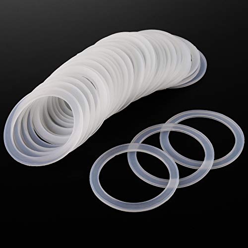WUWEOT 40 Pack Wide Mouth Silicone Sealing Rings, 3.39In/86mm White Airtight Leak Proof Replacement Gaskets for Mason Jar Lids - size: 86mm