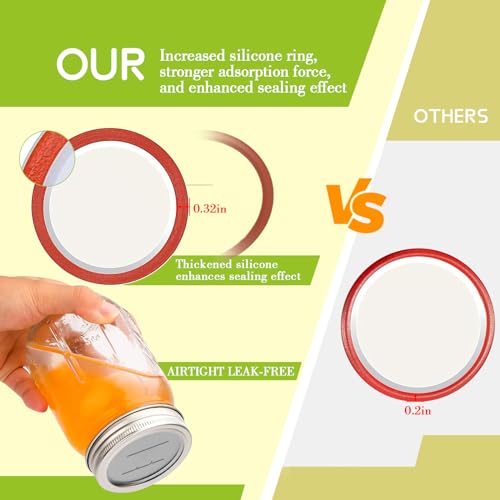 Electric Mason Jar Vacuum Sealer Kit & Mason Jar Lids and Rings 48Pcs/24 Sets for Wide Mouth