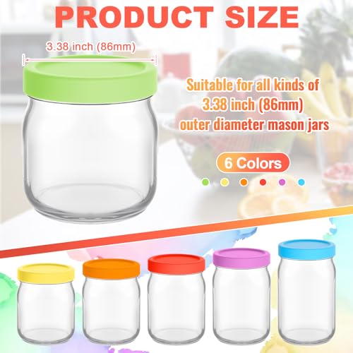 Teenyyou 6 Pcs Silicone Wide Mouth Lids Mason Jar Lids Thickened Leak Proof Lid for 86 mm All Wide Mouth Mason Jars, Reusable Large Canning Jar Caps Housewarming Gift (Classic) - color: Classic, size: 86 mm