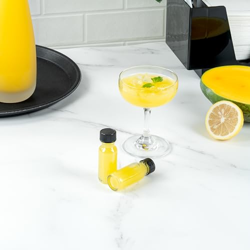 Restaurantware Vetri 0.5 Ounce Boston Glass Bottles, 48 Sample Bottles With Black Phenolic Caps - Dishwashable, Round, Clear Glass Bottle, For Potion, Juice, Ginger Shots, Whiskey, Liquids - color: Clear, size: 0.5 oz