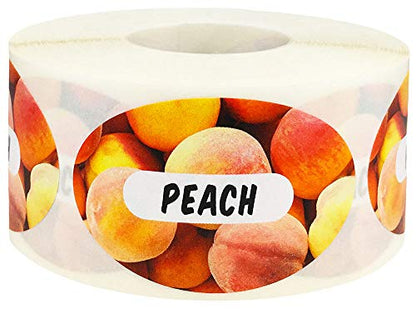 Peach Grocery Store Food Labels 1.25 x 2 Inch Oval Shape 500 Total Adhesive Stickers - color: Peach
