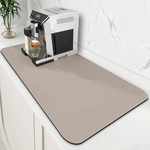 WISELIFE Coffee Mat Super Absorbent Dish Drying Mat Coffee Bar Accessories Match with Machine Large Drying Mats for Kitchen Counter 18" W x 36" L, Khaki - color: Khaki, size: 36" x 18"