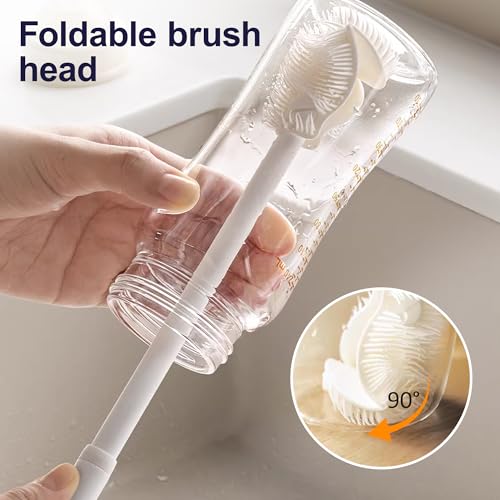 Silicone Bottle Brush, 2026 New 360° Flexible Soft Bristle Water Brush with Long Handle, Cup Lid Cleaning Brush for Narrow Neck Containers, Sports Bottle, Tumblers, Flask, Glassware (3 Pcs) - color: 3 Pcs
