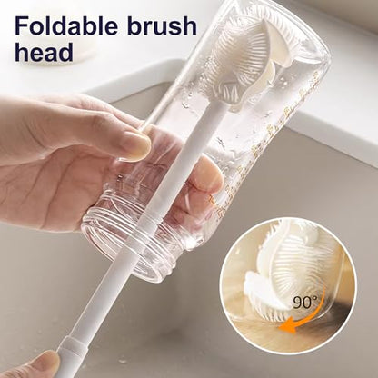 Silicone Bottle Brush, 2026 New 360° Flexible Soft Bristle Water Brush with Long Handle, Cup Lid Cleaning Brush for Narrow Neck Containers, Sports Bottle, Tumblers, Flask, Glassware (3 Pcs) - color: 3 Pcs