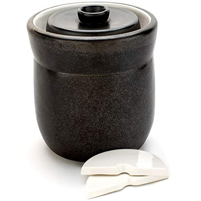 TOMO Fermentation Crock with Weights - Ceramic Sauerkraut Pickling Crock - Stoneware Kombucha Brewing (3L) - size: 3L