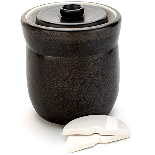 TOMO Fermentation Crock with Weights - Ceramic Sauerkraut Pickling Crock - Stoneware Kombucha Brewing (3L) - size: 3L