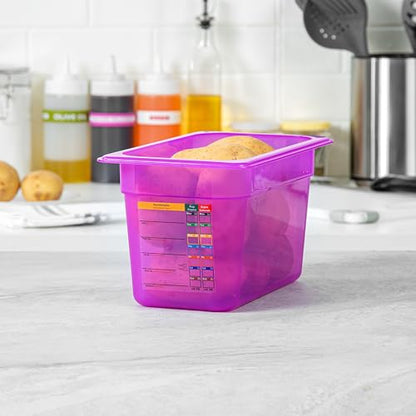 Restaurantware Food Storage Container 1 Pack of 3.9 qt Plastic Stackable Microwave-Safe Bin Dishwasher Safe Freezer Safe Purple Containers for Kitchen Storage - size: 1/4 Size