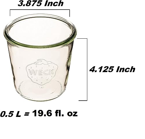 WECK Canning Jars 742 Mold Jars made of Transparent Glass - Eco-Friendly Canning Jar - Storage for Food, Yogurt with Air Tight Seal and Lid - 1/2 Liter Tall Jar Set - (2 Jars)