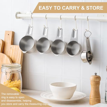 Stainless Steel Measuring Cups & Spoons Set, EWFEN Kitchen Tools Nesting Measuring Cups and Spoons, Fits in Spice Jars for Baking & Cooking, BPA Free, Set of 15 with Leveler, Multicolor - color: Multicolor Spoons