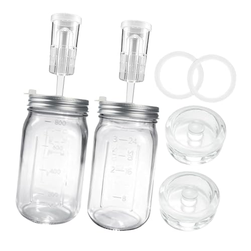 32oz Glass Fermentation Set Featuring Escape Mechanism and Adjustable Seal for Homemade Preserves Cabbage and Fermented Tea Kimchi Making Container