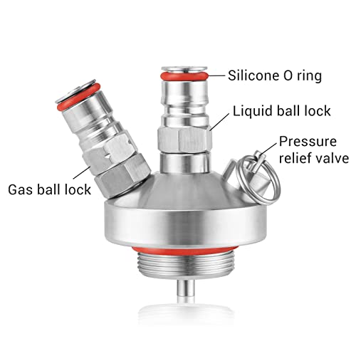 Double Ball Lock Mini Keg Dispenser, Stainless Steel Keg Spear with 40'' Beer Hose for Home Brewing Mini Beer Keg Growler