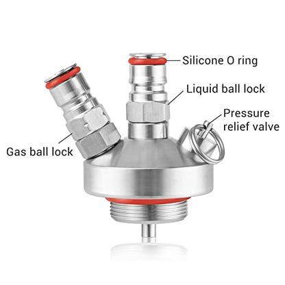 Double Ball Lock Mini Keg Dispenser, Stainless Steel Keg Spear with 40'' Beer Hose for Home Brewing Mini Beer Keg Growler