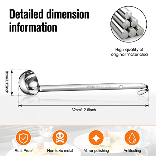 Cunhill 5 Pcs Soup Ladles Stainless Steel Serving Ladles with Long Handle for Serving, Cooking, Stirring, Portioning Kitchen Restaurant Accessories(4 oz) - size: 4 oz