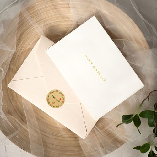 500PCS Kraft Paper Writeable Blessing Stickers,Waterproof Vinyl Blank Wreath & Heart Decals for Wedding, Party Favors, Gift Wrapping, Scrapbooking-Rustic Craft Supplies for Teens, Adults, Boys, Girls1 - color: Kraft Paper-