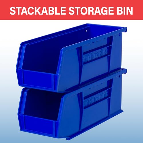 Akro-Mils 30224 AkroBins Plastic Storage Bins, Space-Saving Stackable Bins for Garage, Pantry, Craft Organization, 11" L x 4" W x 4" H, Yellow, 12-Pack - color: Yellow