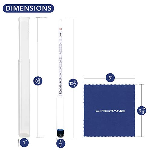 Circrane 0-200 Proof & Tralle Alcohol Hydrometer, Accurate Tester for Liquor, Distilling Moonshine Alcoholmeter - style: 0-200 Hydrometer