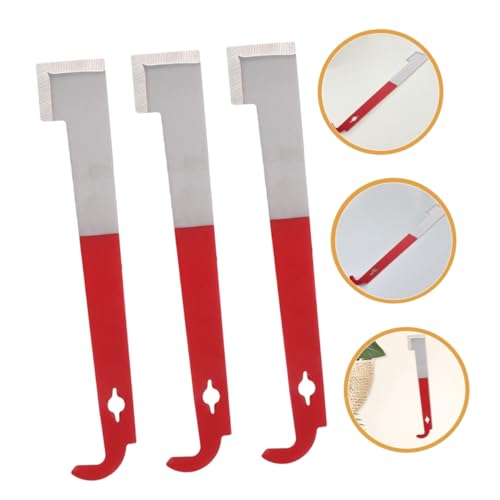 BESPORTBLE 3pcs Stainless Steel J Shaped Beekeeping Hive Tool Durable Bee Frame Lifter and Debris Scraper for Efficient Hive Maintenance and Care