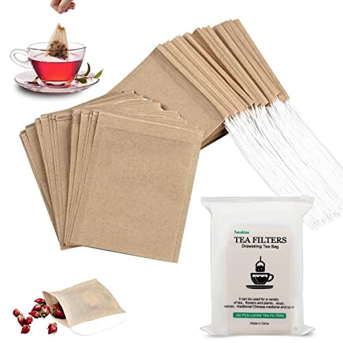 200 Pcs Disposable Tea Bags for Loose Leaf Tea, Empty Tea Bags for Loose Tea with Drawstring, Natural Tea Filter Bags - size: 3.54" x 2.75" 300pcs Wood Pulp Paper