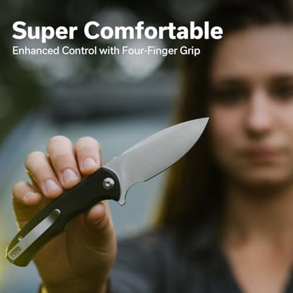 CIVIVI Mini Praxis Folding Pocket Knife, 2.98" D2 Steel Blade G10 Handle Small EDC Knife with Pocket Clip for Men Women, Sharp Camping Survival Hiking Knives C18026C-2 - color: Black