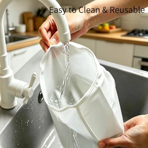 6PCS Reusable Nylon Cheesecloth Bags for Straining, Ultra Fine Mesh Nut Milk Filter Bags for Soy Milk, Juice, Oat Milk, Celery Juice, Vegetables & Dumpling Fillings (M)