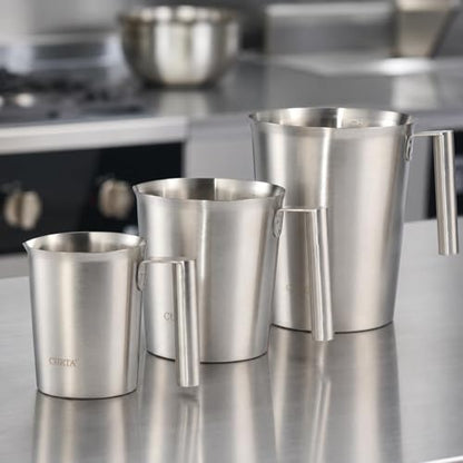 CURTA 18/8 Stainless Steel Measuring Cup with Round Handle and Pour Lip 32 OZ (4 Cup, 1000 ML) - color: Round Handle, size: 32 OZ (4 Cup, 1000 ML)