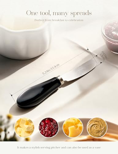 Stainless Steel Butter Spreader Knife 2 Pack with Handle for Kitchen Black | Dishwasher Safe, for Soft & Hard Cheese, Jam, Cold Butter - color: Black 2 Pack
