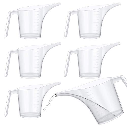 6 Pieces 1000ML/34Oz Funnel Pitcher Liquid Measuring Cup Set Pancake Batter Pitcher, Measure Fill for Soap Making, Filling Muffin Salt Shakers Spice Jars Watering Funnel for Plants (6 Pack)