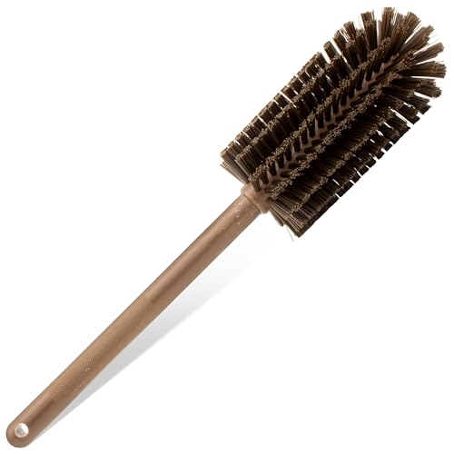 SPARTA Large Water Bottle Brush Ideal for Wide-Mouth Jars, Bottles and Tumblers, Dishwashing Tool with Handle for Home and Commercial Kitchens, Plastic, 16 Inches, Brown