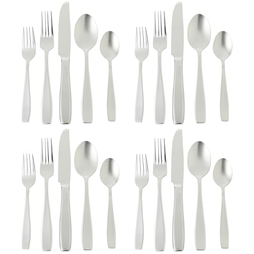 Gibson Home Castleford Flatware Utsensil Set, 20-Piece Stainless Steel Silverware Service for 4 – Modern Polished Finish - size: Service for 4 (20pcs)