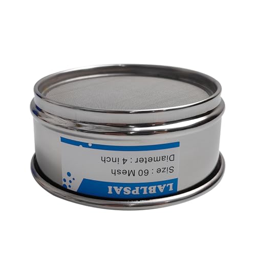 60 Mesh Lab Sieves 4" Diameter 304 Stainless Steel Wire Cloth Test Sieve for Industrial Laboratory Home - size: 60 mesh
