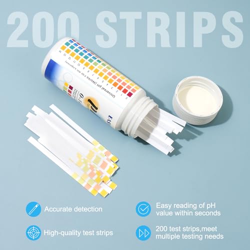 200pcs pH Test Strips (0-14) - Highly Accurate Litmus Paper for Testing Urine, Saliva, Drinking Water, Aquariums, Pools, Labs, Food, and Soap Making