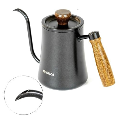 NEOUZA 500ml Gooseneck Kettle, 304 Stainless Steel Stovetop Safe Kettle for Pour Over Coffee and Tea, Precision Spout & Wooden Handle - color: Classic (No Thermometer)